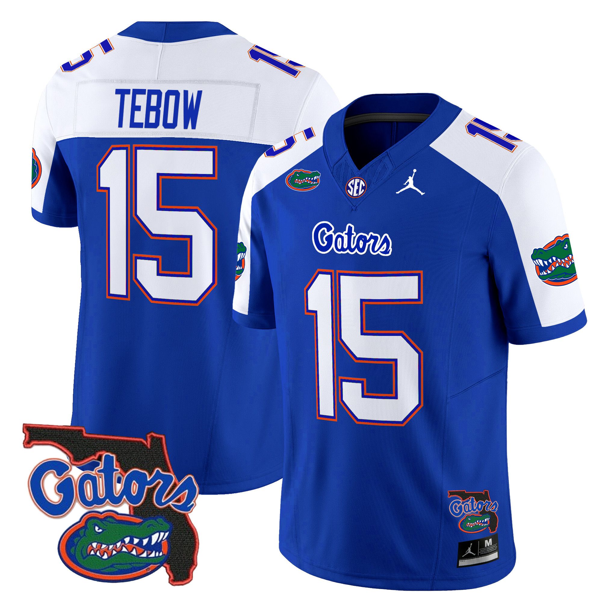 Men Florida Gators #15 Tebow Blue 2024 Florida Patch Vapor Limited NCAA Jersey->ncaa teams->NCAA Jersey